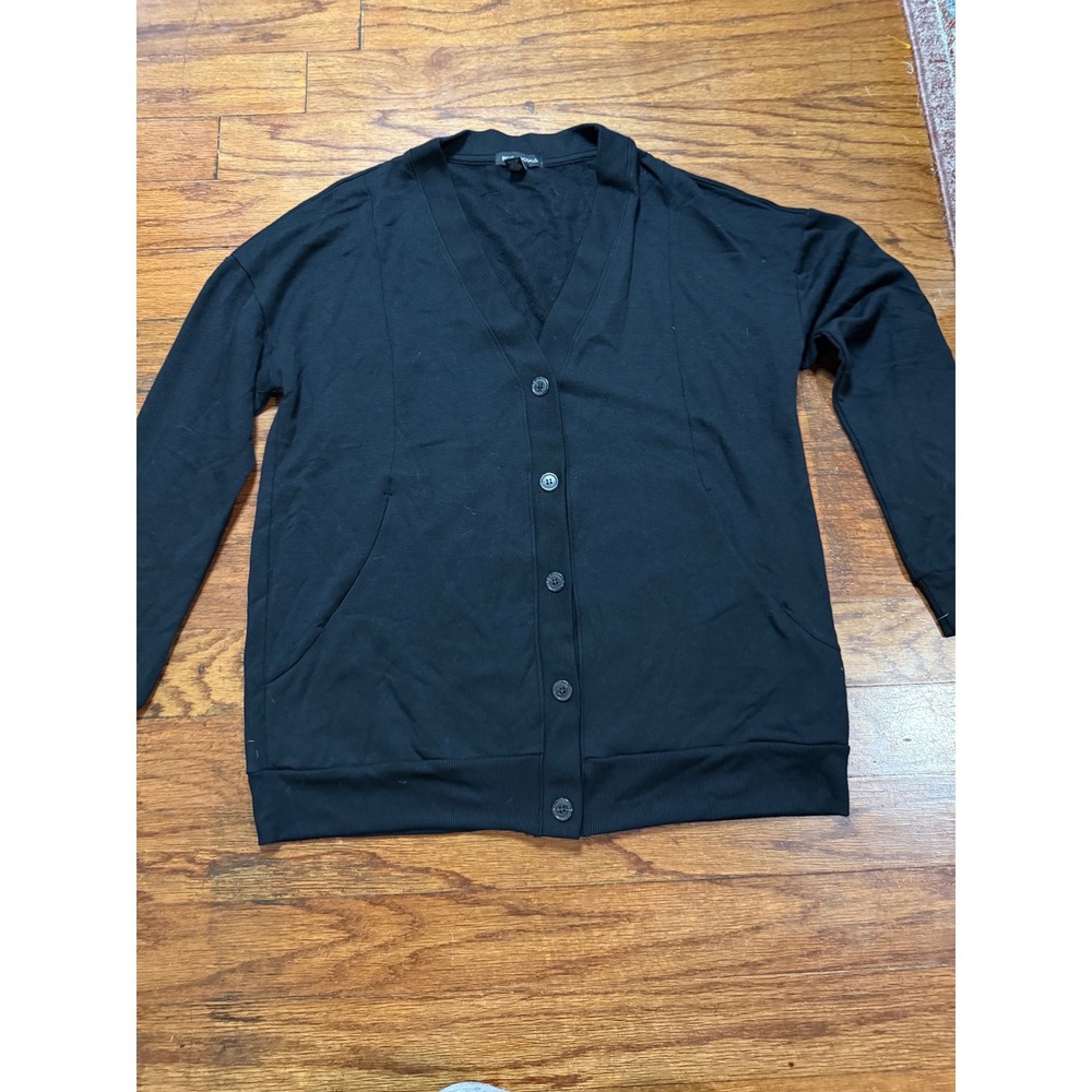 Beyond Yoga Womens On The Go Cardigan Black Modal Blend Button Up Small